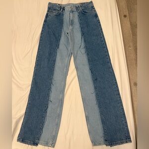ZARA Two-Tone Straight Leg Jeans
